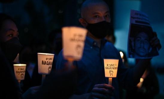 Activists attend a candlelight vigil for Nagaenthran K. Dharmalingam