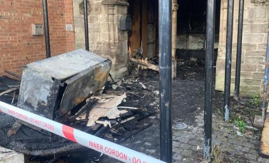 Aftermath of most recent arson attack on Belfast Multi-Cultural Association