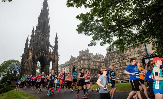Image shows people running in Edinburgh. Image shows people running in Edinburgh.