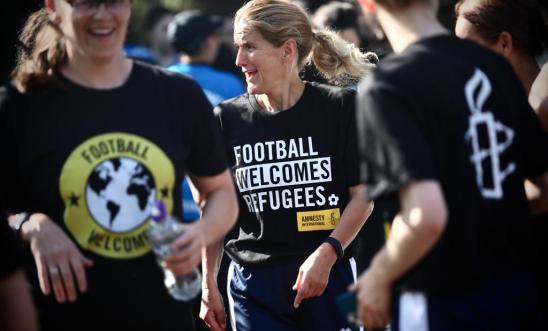 Kim Leadbeater MP playing at Amnesty's annual Football Welcomes match