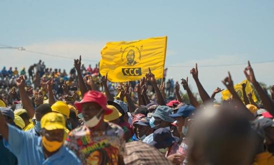 Image shows a crowd of Citizens Coalition for Change supporters gathering during an electoral rally in March 2022