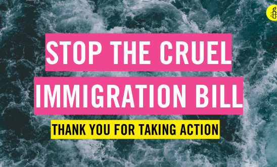 Reads: Stop The Cruel Immigration Bill. Thank you for taking action