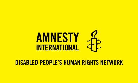 Amnesty Logo and text writing of Disabled Peoples HR Network