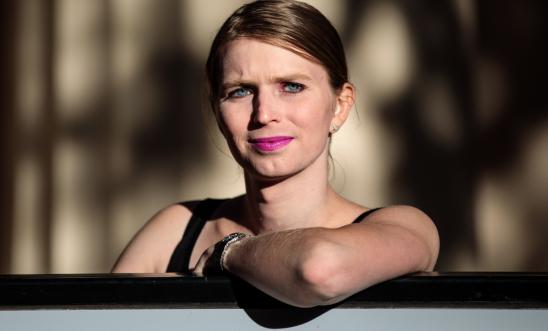 Former American soldier and whistleblower Chelsea Manning posing for photo