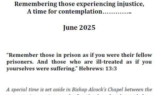 Front page of the Amnesty Ely June 2025 prayer sheet Front page of the Amnesty Ely June 2025 prayer sheet