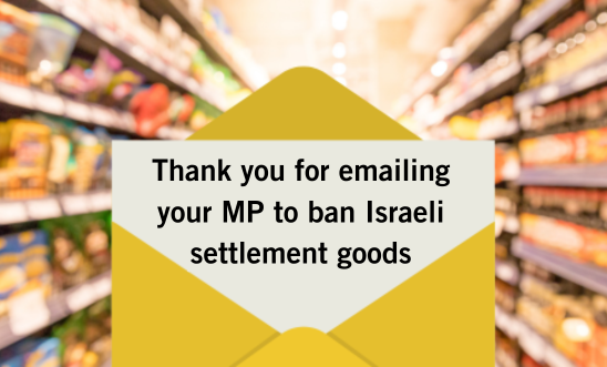 Thank you for emailing your MP to ban Israeli settlement goods