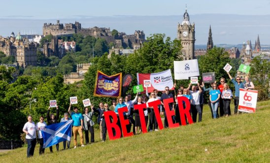 SDB supporters launch the campaign on Calton Hill, Edinburgh