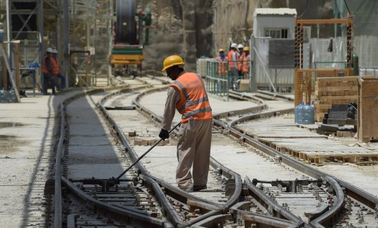Migrant working on Riyadh metro project