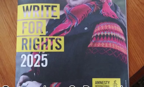 Woman from Norway Write for Rights 2025 Wiveton Village Hall 10.30am to 3pm 