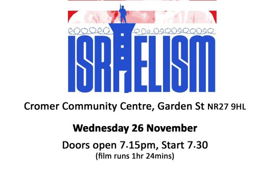 Image of a woman in front of the American flag with the word Israelism 