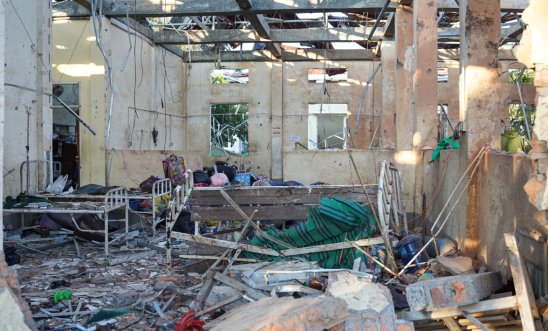 destruction of hospital in Myanmar 