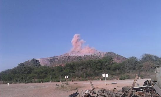 Blasting operations at the S&K mine, December 2013