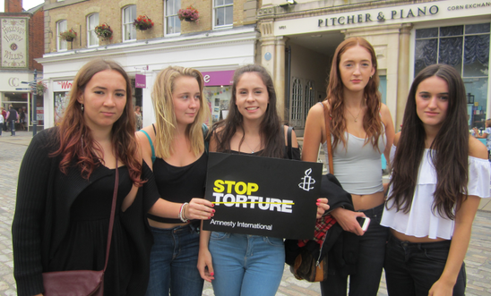 Stop Torture Stall in Hitchin Town Sq. (15 August 2015) - with photo action Stop Torture Stall in Hitchin Town Sq. (15 August 2015) - with photo action
