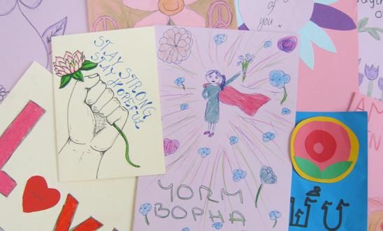 Just a few of the thousands of cards to activists like Yorm Bopha Just a few of the thousands of cards to activists like Yorm Bopha