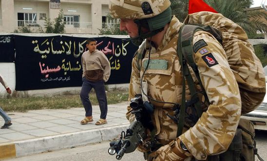 British soldier on patrol in Basra, Iraq British soldier on patrol in Basra, Iraq