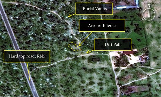 Satellite image showing likely mass grave in Burunid's Buringa region