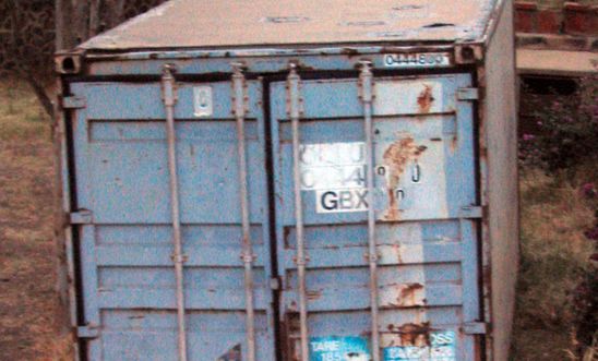 Metal shipping container of the type used to imprison political prisoners