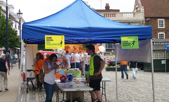 14 June 2014: Stall in Hitchin Market Square 14 June 2014: Stall in Hitchin Market Square