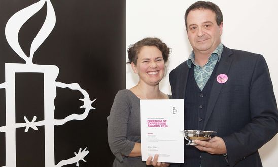 Amnesty Freedom of Expression Award winners 2014 Mark Thomas and Emma Callander Amnesty Freedom of Expression Award winners 2014 Mark Thomas and Emma Callander