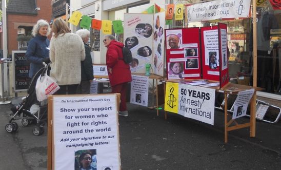 Street stall in Minehead for International Women's Day