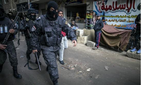 The Egyptian National Security Agency patrol streets