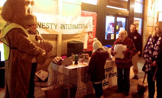 Amnesty stall at Chipping Norton's Christmas Shopping Evening Amnesty stall at Chipping Norton's Christmas Shopping Evening