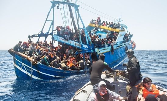 A fishing vessel carrying Syrian asylum seekers