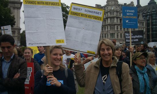 Participants at the Refugees Welcome March in London