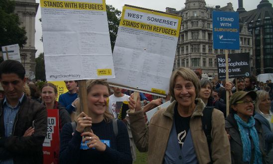 Participants at the Refugees Welcome March in London Participants at the Refugees Welcome March in London