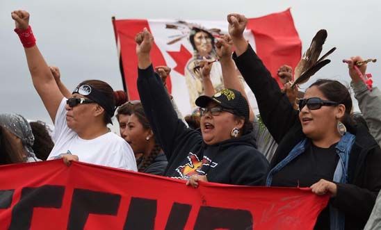 Protestors at Standing Rock, North Dakota.