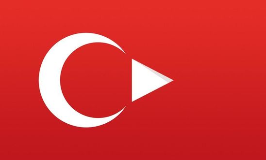 Turkey's flag with a Youtube 'play' button