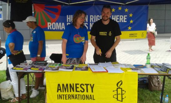 Ulrike Schmidt, Country Coordinator for Eastern Europe running a stall in Poland Ulrike Schmidt, Country Coordinator for Eastern Europe running a stall in Poland