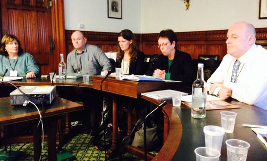 Speaking on Amnesty panel at Westminster are victims from across the community