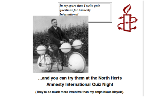 Quiz Night 2017: 13 Oct 2017, from 7:45pm, Hitchin, England Quiz Night 2017: 13 Oct 2017, from 7:45pm, Hitchin, England