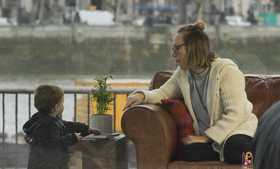 Mother and child on sofa Mother and child on sofa