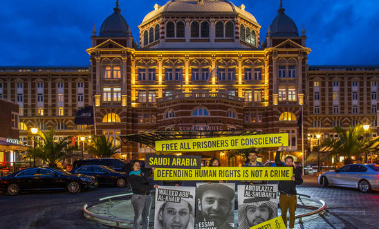 Activists protest against Saudi Arabian crackdown on human rights defenders Activists protest against Saudi Arabian crackdown on human rights defenders