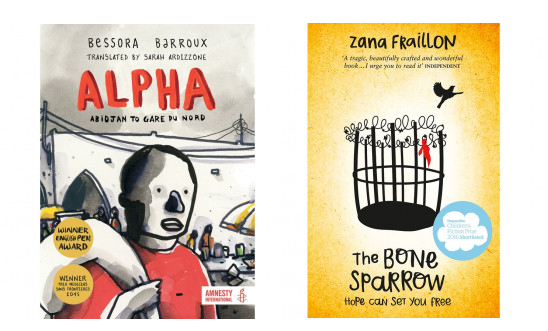 Alpha and The Bone Sparrow book covers Alpha and The Bone Sparrow book covers