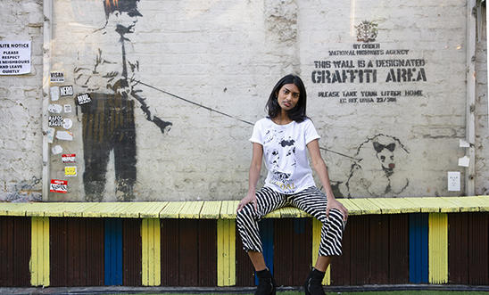 Model wearing t-shirt designed by Bambi Model wearing t-shirt designed by Bambi