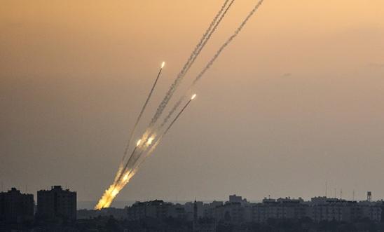 Rockets being fired from the Gaza strip into Israel Rockets being fired from the Gaza strip into Israel