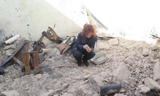 A village destroyed by a Yezidi armed group A village destroyed by a Yezidi armed group