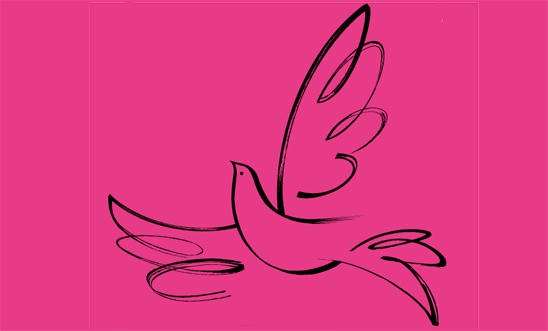 A badly drawn bird flies in a pink sky A badly drawn bird flies in a pink sky