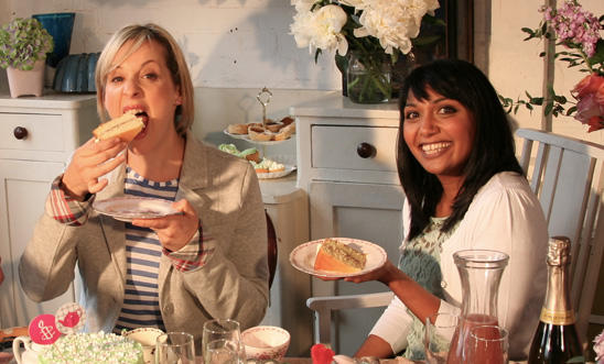 Amnesty supporter Mel Giedroyc tucking into an AmnesTea! Amnesty supporter Mel Giedroyc tucking into an AmnesTea!