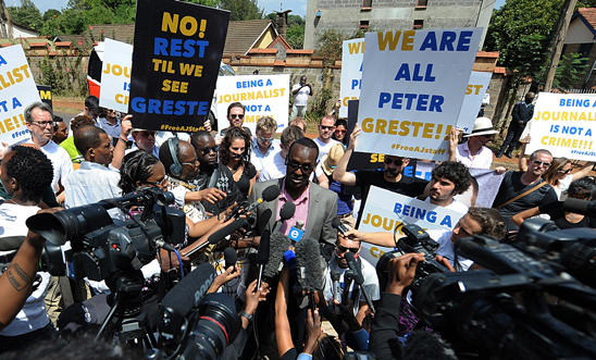 Al-Jazeera journalist Mohammed Adow speaks to journalists in Nairobi, Feb 2014 Al-Jazeera journalist Mohammed Adow speaks to journalists in Nairobi, Feb 2014