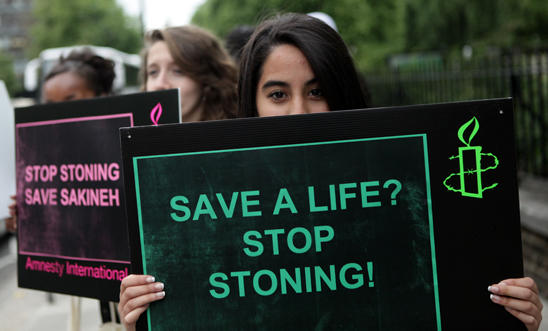 Young Campaigners protesting against stoning Young Campaigners protesting against stoning