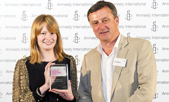 Lauren Wilks, 2013 winner, and the Observer's Paul Webster Lauren Wilks, 2013 winner, and the Observer's Paul Webster
