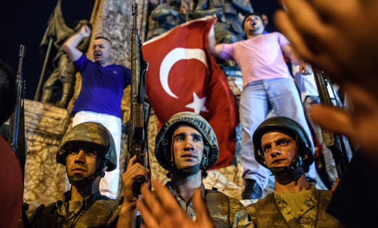 Turkish solders at Taksim square as people protest in Istanbul on 16 July 2016 Turkish solders at Taksim square as people protest in Istanbul on 16 July 2016