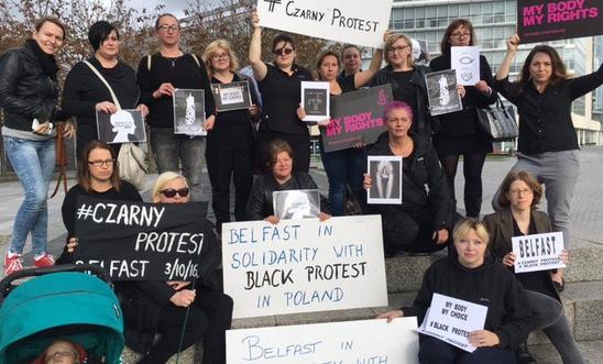 Black Monday protestors in Belfast earlier today Black Monday protestors in Belfast earlier today