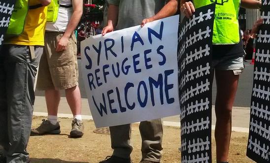 Syrian Refugees Welcome Sign Syrian Refugees Welcome Sign