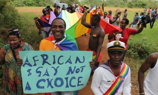 Activists at Uganda's first Pride parade Activists at Uganda's first Pride parade