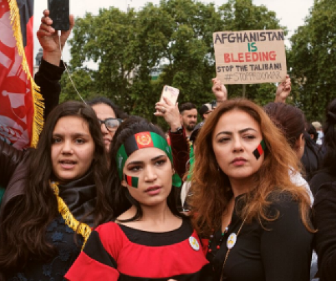 Women During a Protest for Afghan Women's Rights Women During a Protest for Afghan Women's Rights